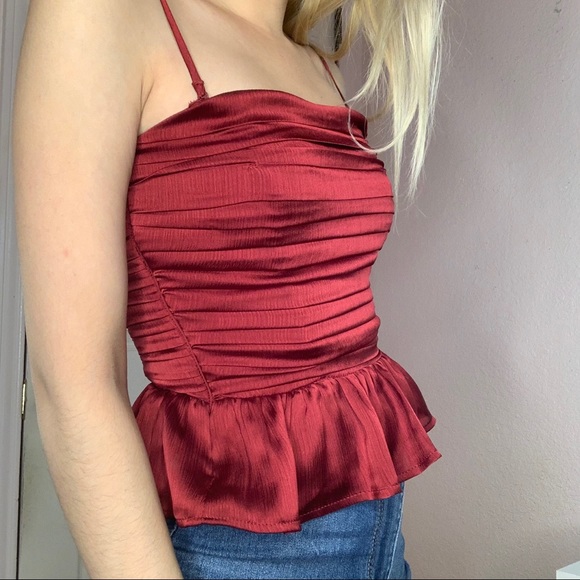 H&M Maroon Red Blouse Top SZ: 0 - Picture 4 of 8